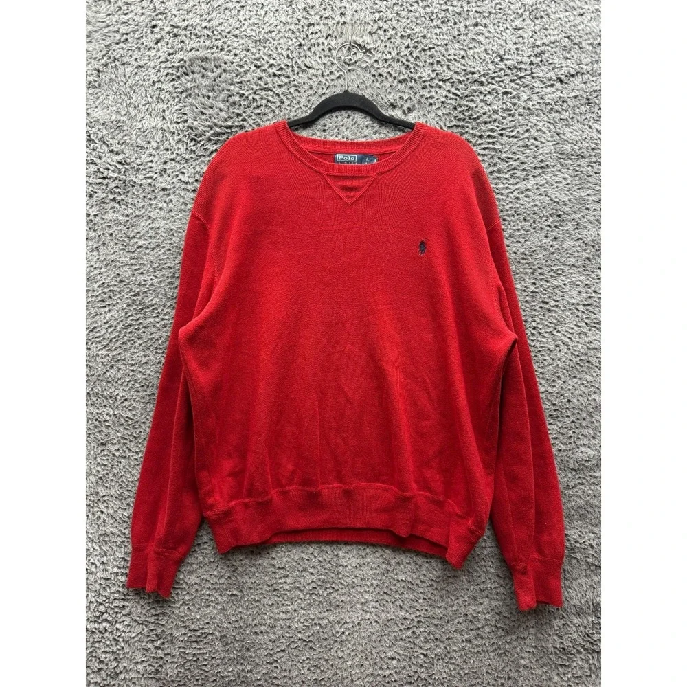 Polo Ralph Lauren Embroidered Pony Crewneck Pullover Sweater Red Mens Size XXL